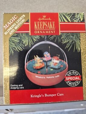 Vintage 1991 Hallmark Keepsake Ornament - Kringle's Bumper Cars (Red)